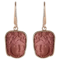 18ct Rose Gold Vermeil Portrait of a Woman Wearing Fruit Ornament Earrings