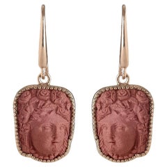 18ct Rose Gold Vermeil Portrait of a Woman Wearing Fruit Ornament Earrings