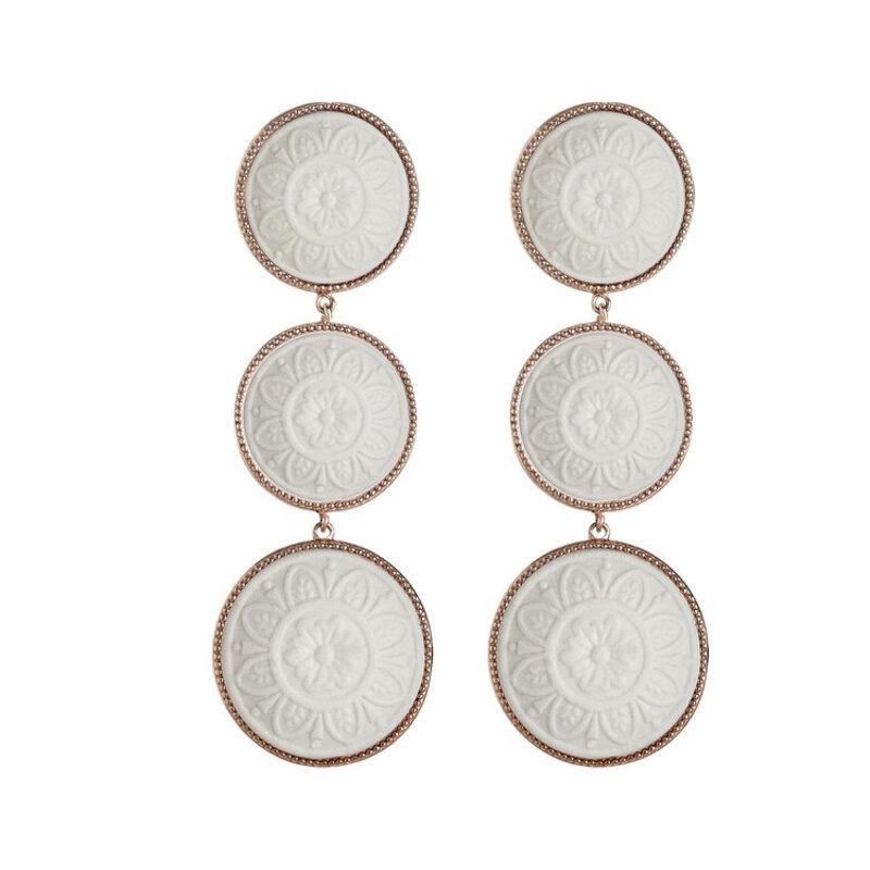 18ct Rose Gold Vermeil Rosa Earrings in White For Sale