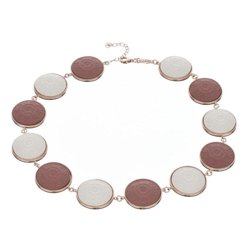 18ct Rose Gold Vermeil Rosa Necklace in Terracotta and White For Sale