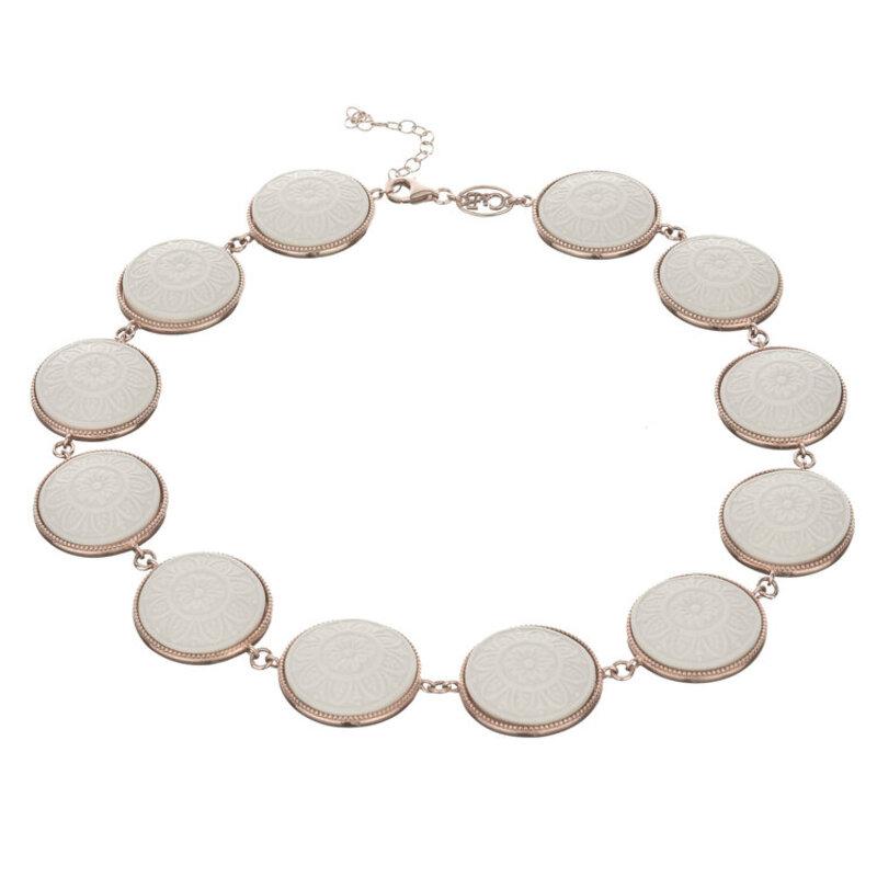 18ct Rose Gold Vermeil Rosa Necklace in White For Sale