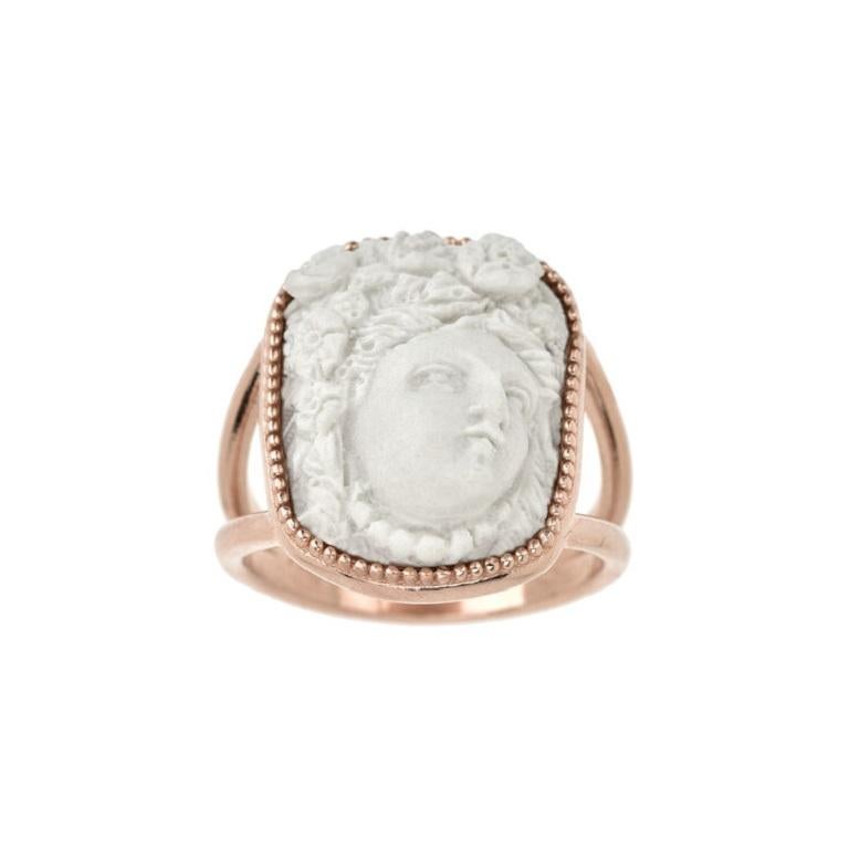 For Sale:  18ct Rose Gold Vermeil Woman Wearing Fruit Ornament Ring in White 3