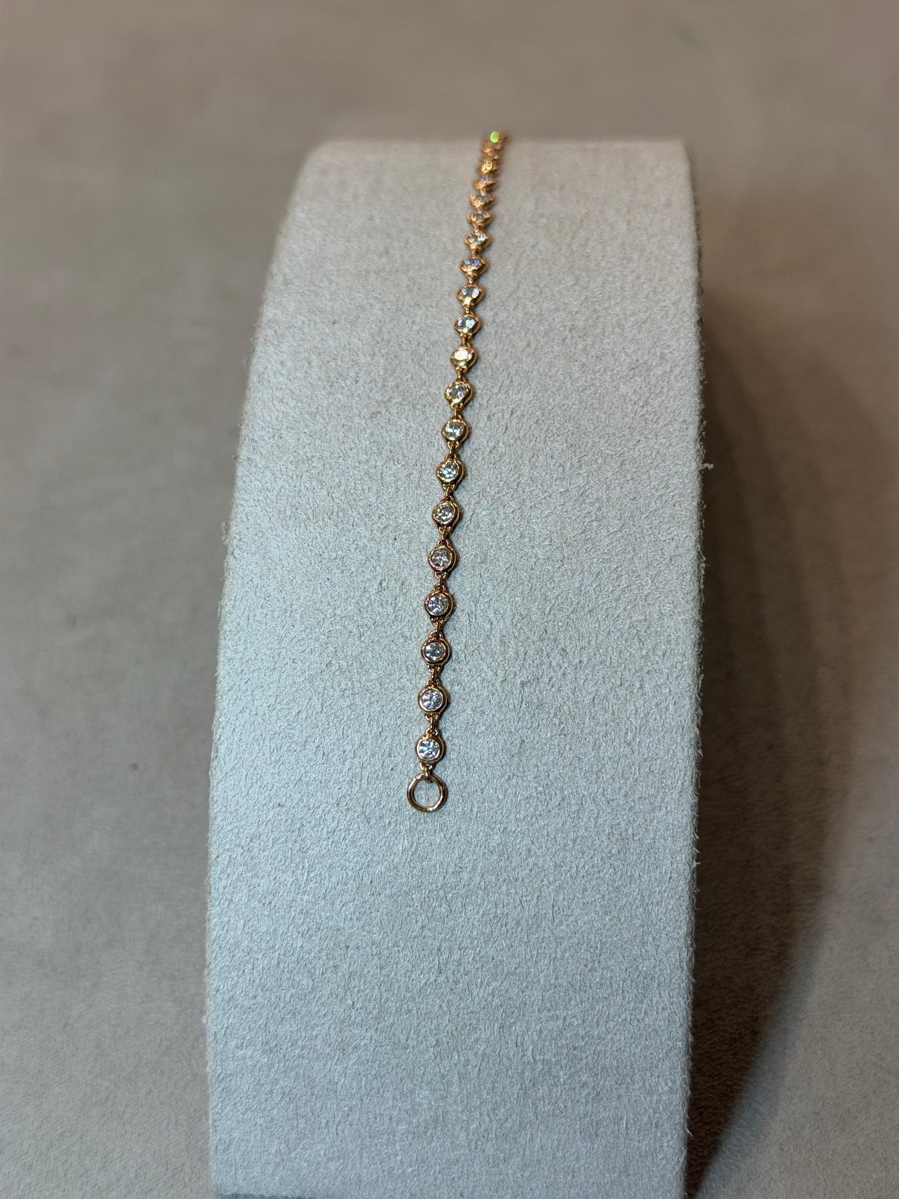 Pulsera Oro Rosa 18ct Diamante Blanco Natural Corte redondo en venta