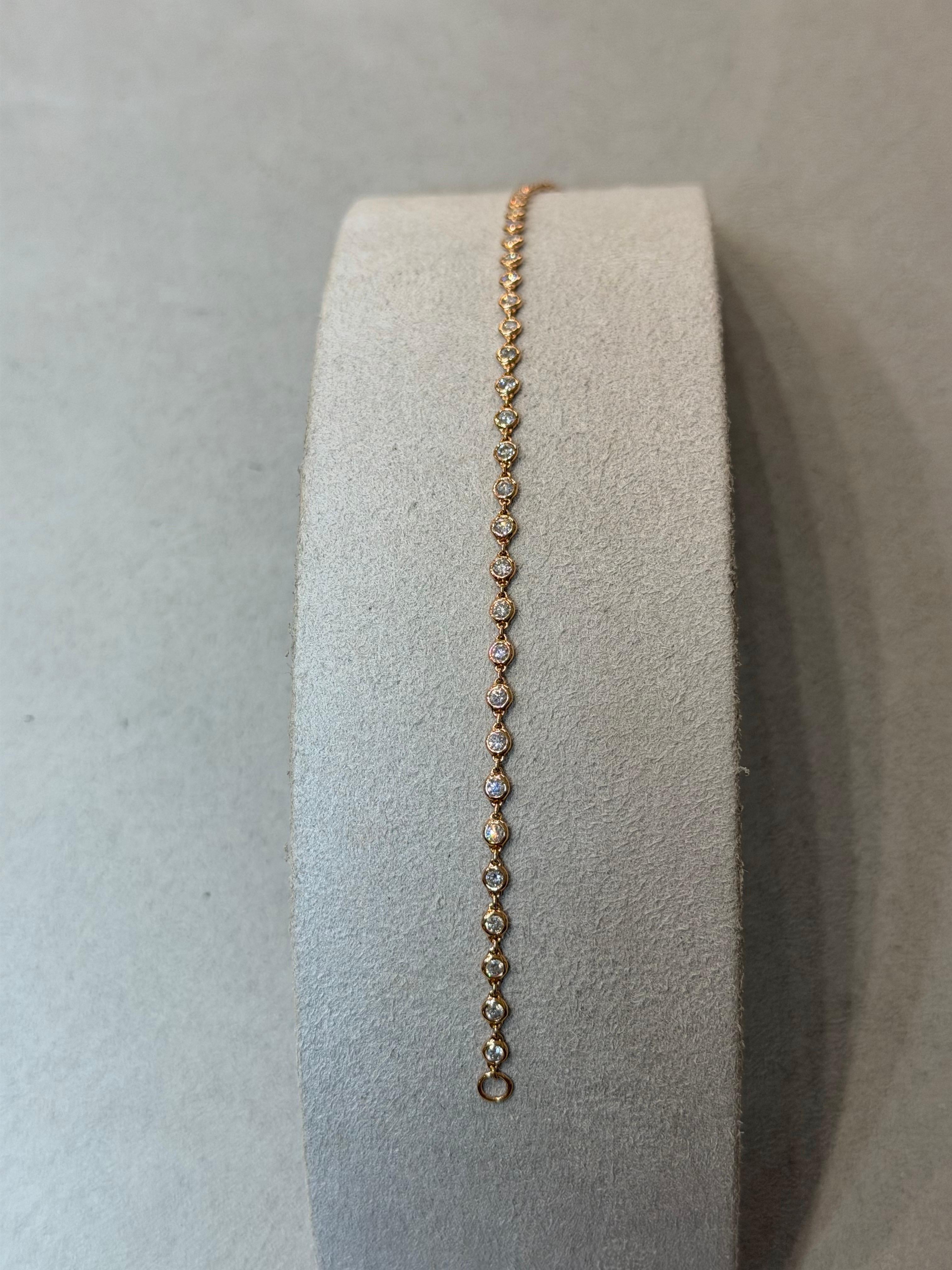 Pulsera Oro Rosa 18ct Diamante Blanco Natural en Nuevo estado para la venta en Marlow, GB