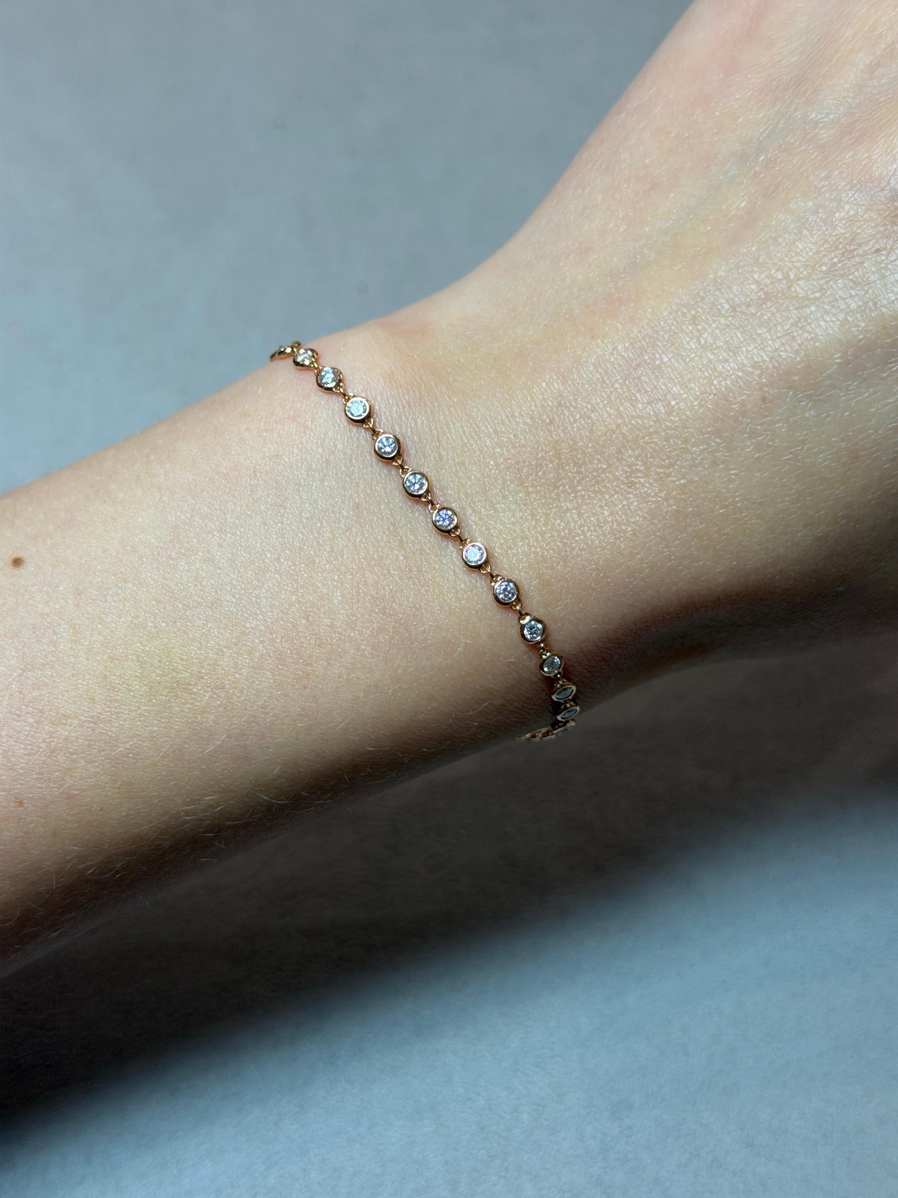 Femenino o masculino Pulsera Oro Rosa 18ct Diamante Blanco Natural en venta