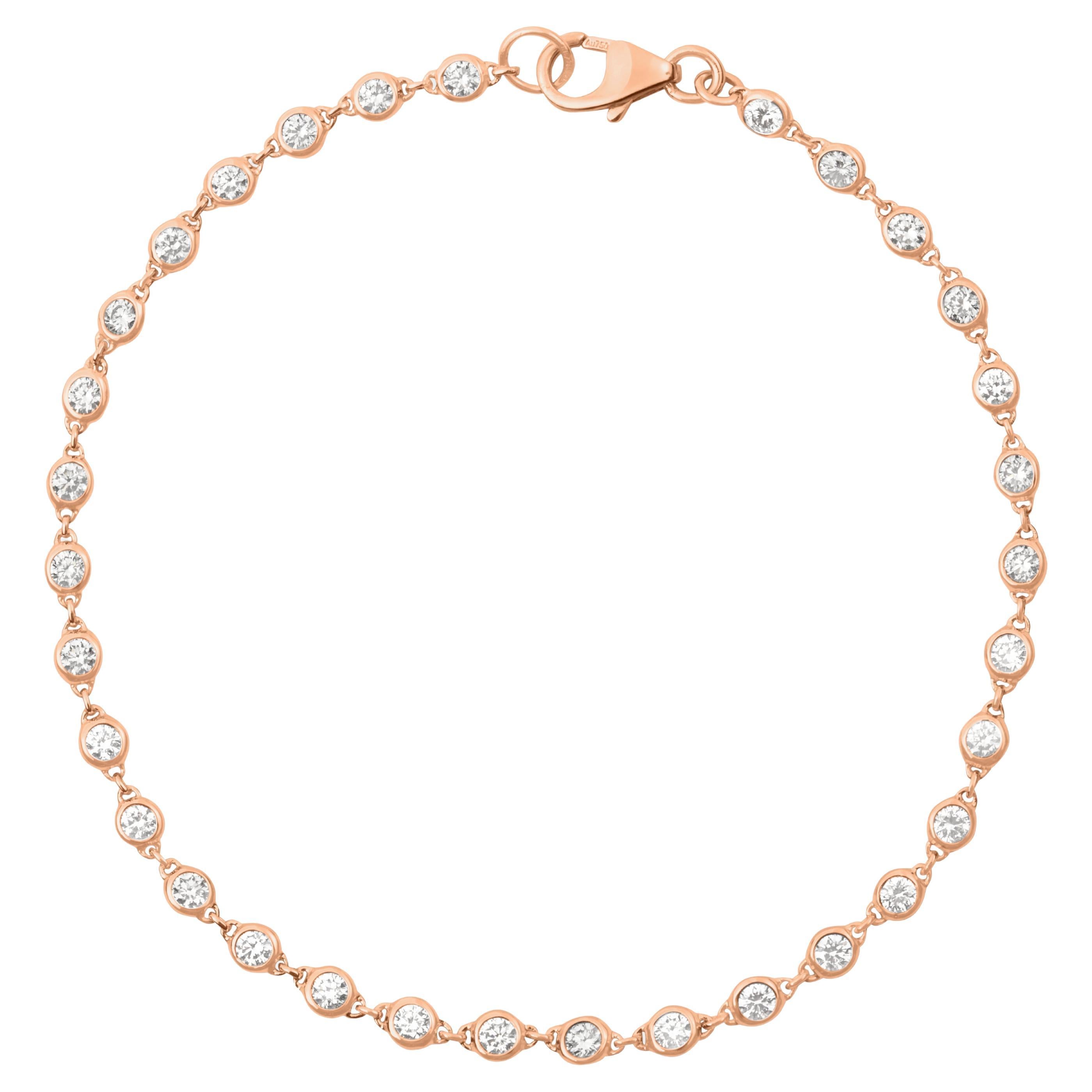 Pulsera Oro Rosa 18ct Diamante Blanco Natural