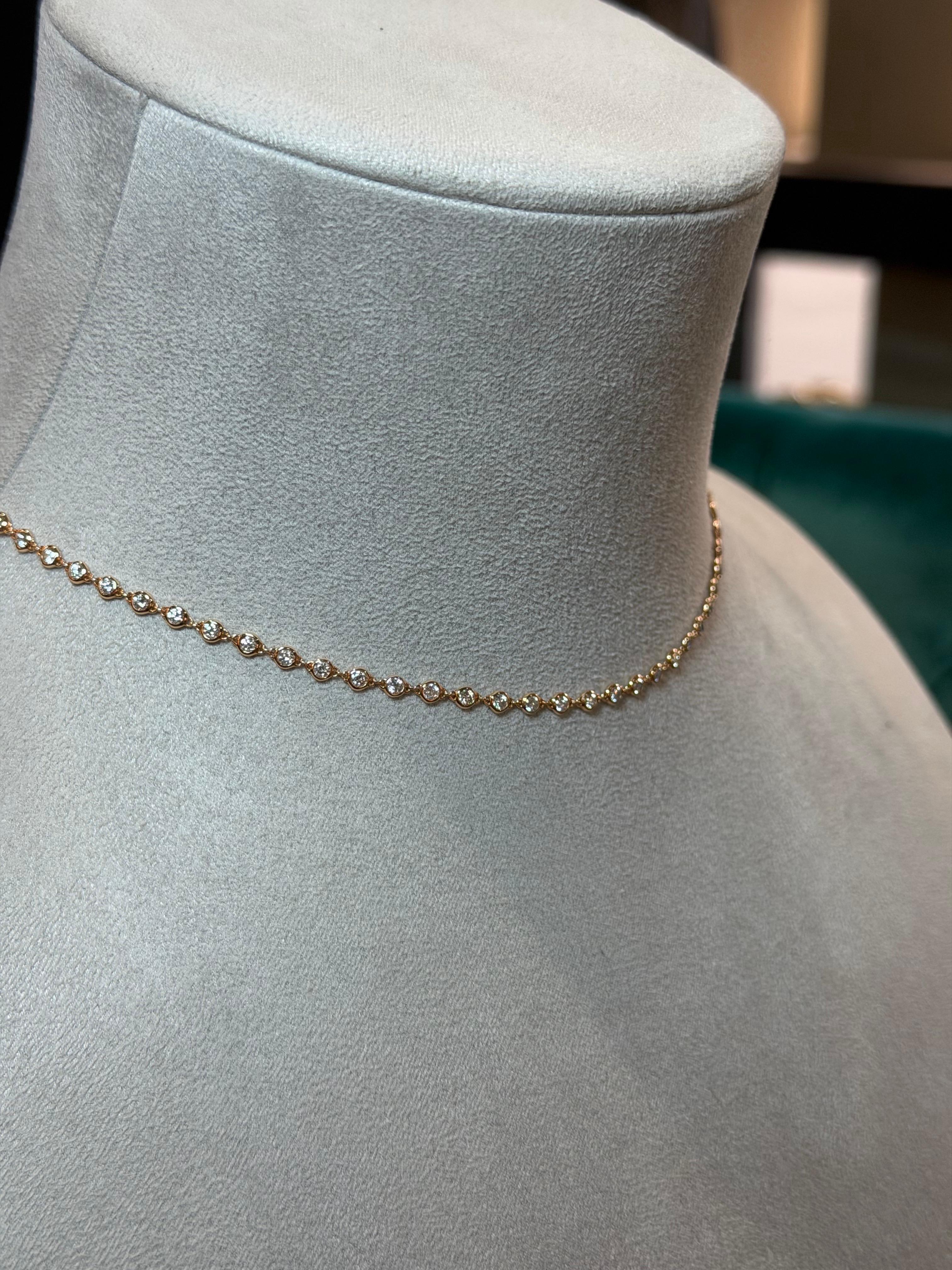 Collana con diamanti naturali bianchi in oro rosa 18 ct. In condizioni Nuovo in vendita a Marlow, GB