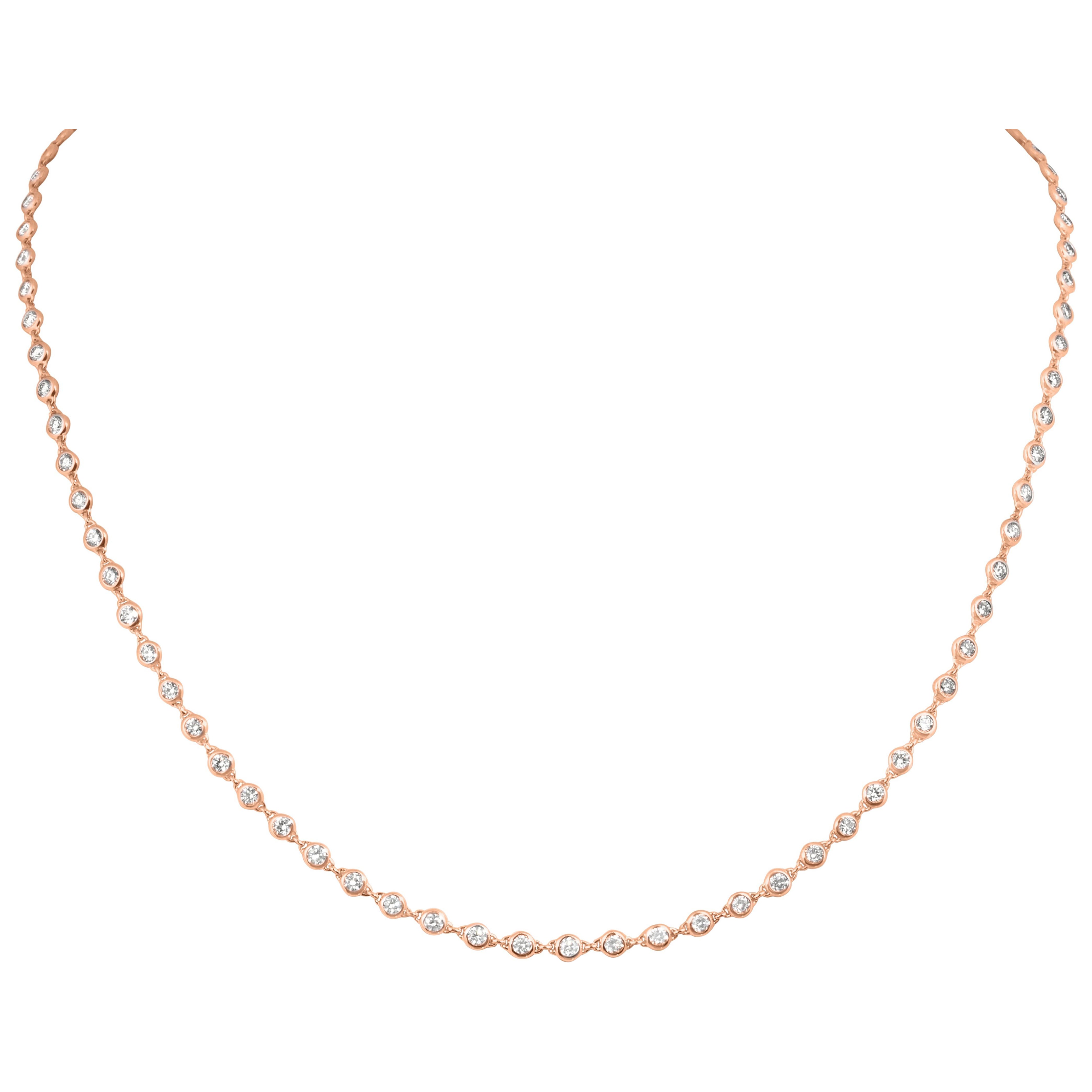 Collar de Diamantes Naturales Blancos de Oro Rosa de 18 ct