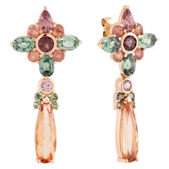 18ct Rose Gold 'Willowbrook' Sapphire and Removeable Topaz Drop Earrings