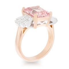 18ct Rose/White Gold 5.05ct Morganite and .38ct Diamond Art Deco Bow Ring