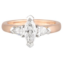 18ct Rose 
White Gold Marquise and Pear Diamond Engagement Ring, TDW 0.81ct.