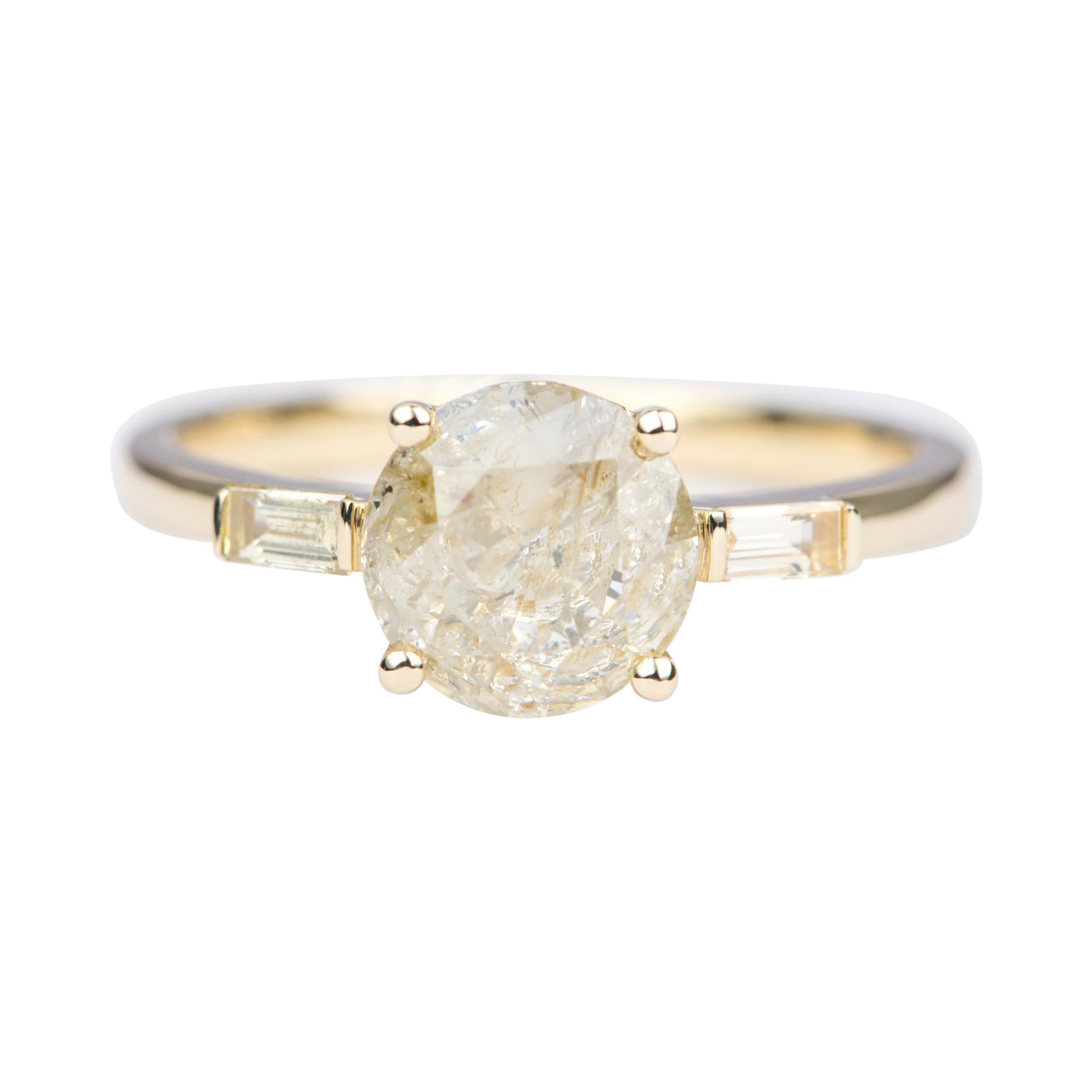 1.8ct Round Brilliant Cut Champagne Diamond 14K Gold Engagement Ring AD2395