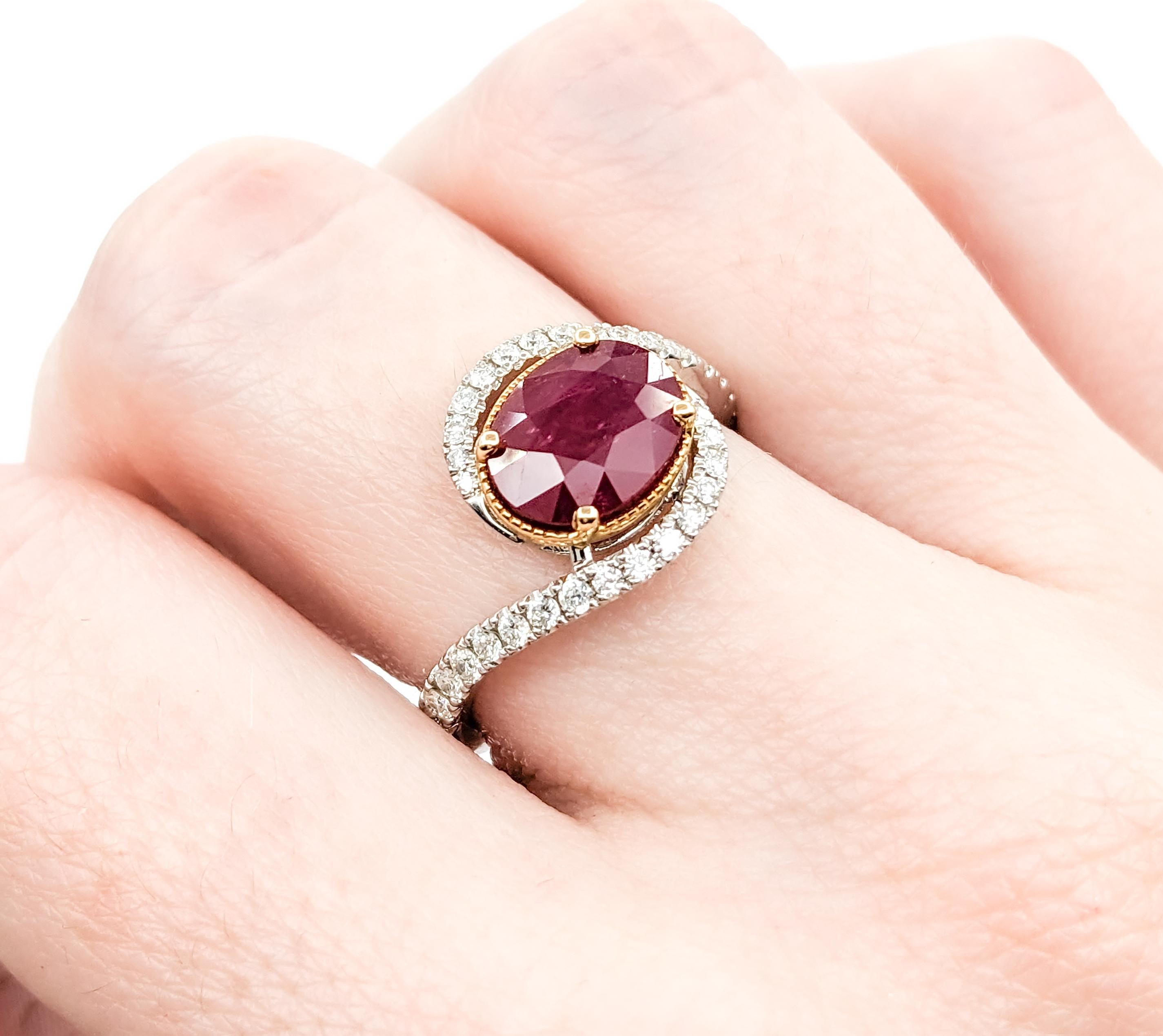1.8ct Ruby & .34ctw Diamond Ring In Platinum In Excellent Condition For Sale In Bloomington, MN
