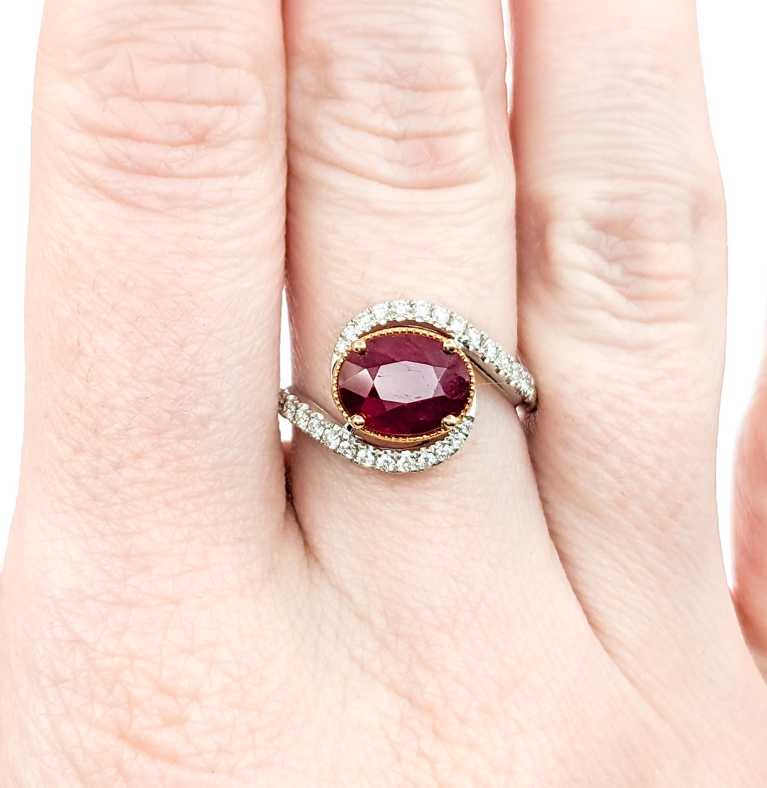 1.8ct Ruby & .34ctw Diamond Ring In Platinum For Sale 1