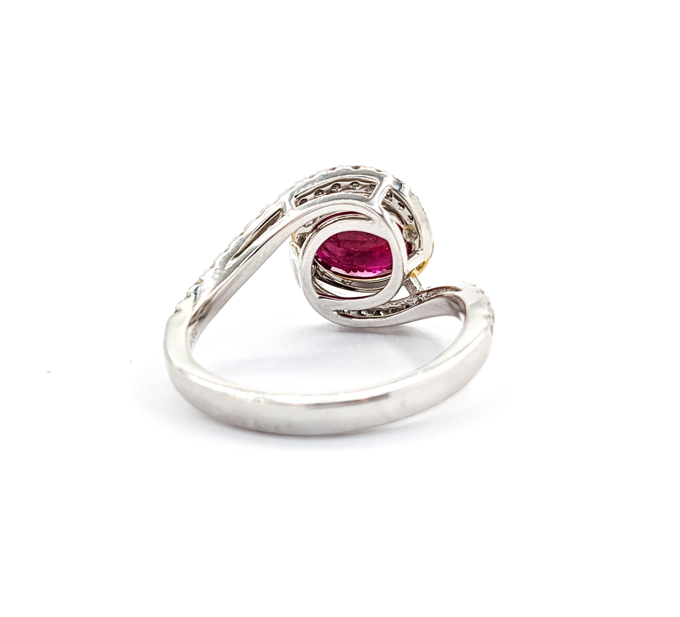 1.8ct Ruby & .34ctw Diamond Ring In Platinum For Sale 3