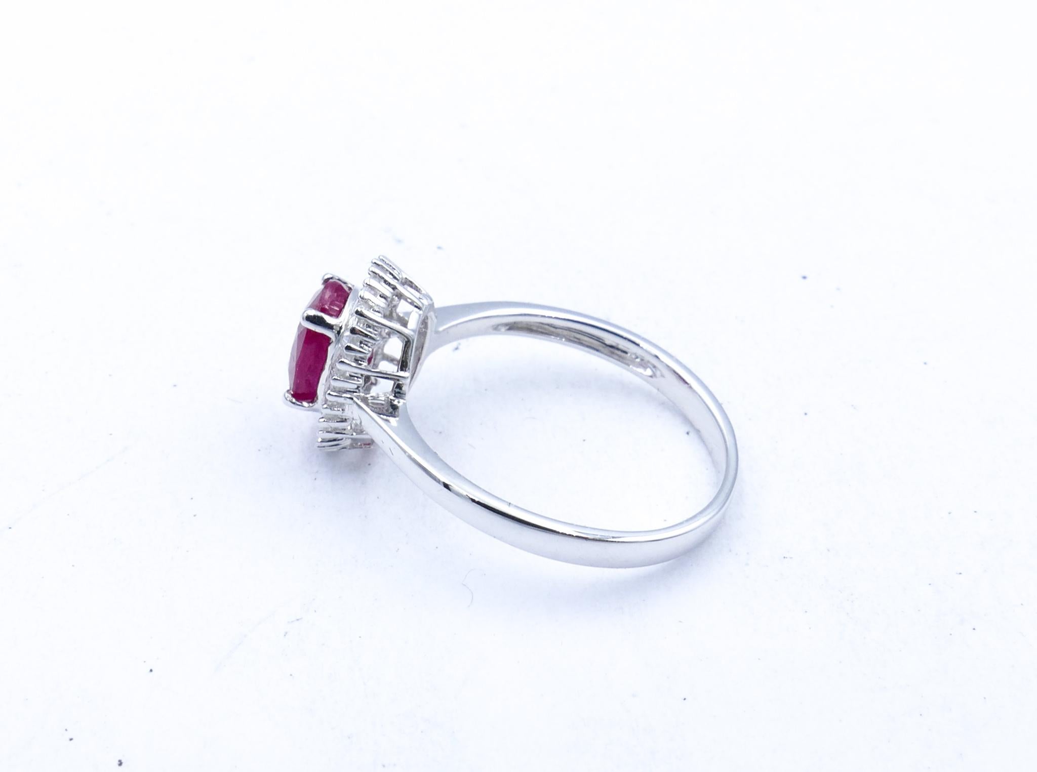 Mixed Cut 18ct Ruby & Diamond Mini Ballerina Style Modern Ring For Sale