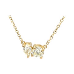 Collana con ciondolo Toi Et Moi in oro giallo massiccio 18ct con pera e diamante rotondo