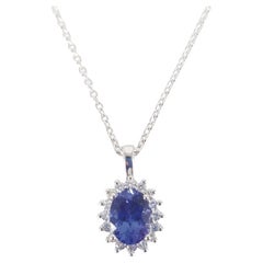 18ct Tanzanite and Diamond Cluster Necklace