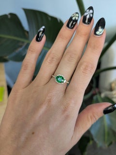 1.8Ct Tsavorite Garnet Ring with Earth-Mined Diamond Accents: Solid 14K Gold