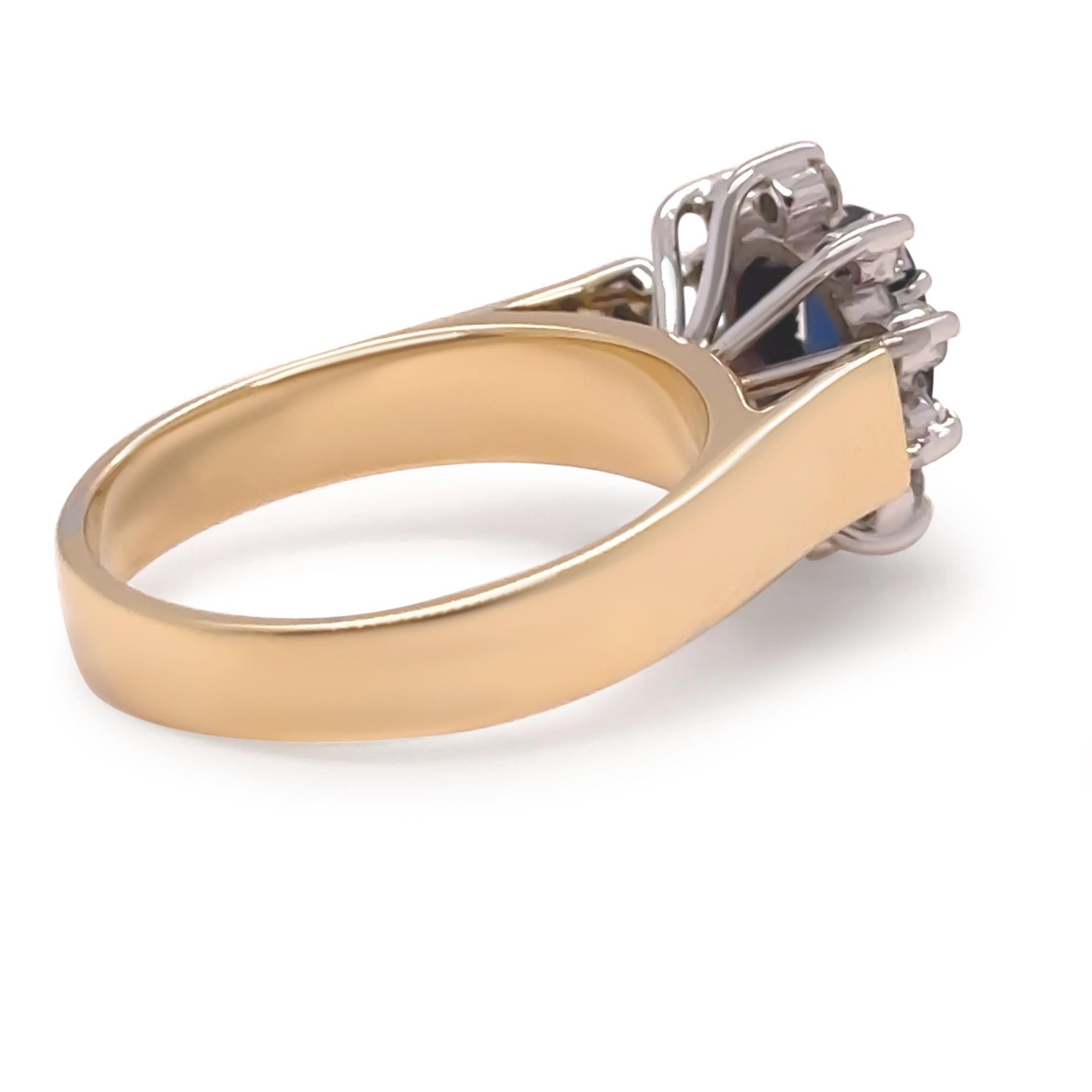 Donna Anello con zaffiro e diamante in oro bicolore 18ct 1,45ct 6,5g in vendita