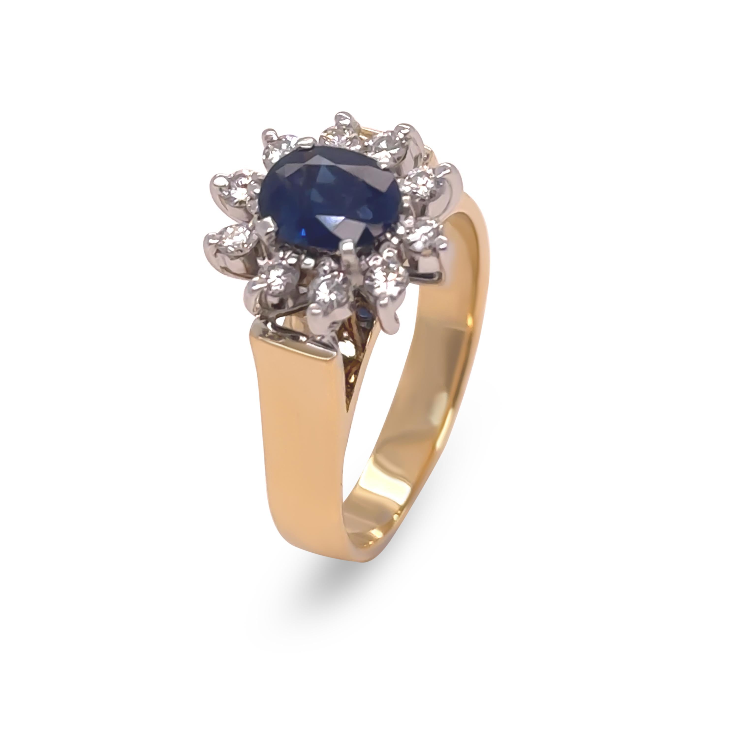 Anello con zaffiro e diamante in oro bicolore 18ct 1,45ct 6,5g in vendita 1