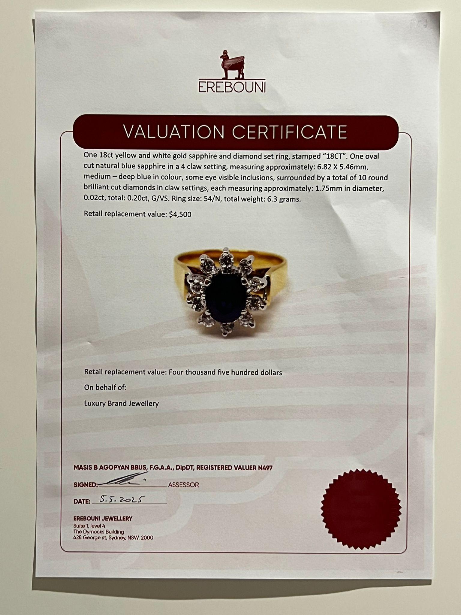 Anello con zaffiro e diamante in oro bicolore 18ct 1,45ct 6,5g in vendita 4
