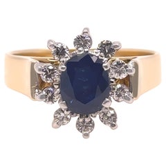 18ct Two-Tone Gold Sapphire and Diamond Cluster Ring 1.45ct 6.5g