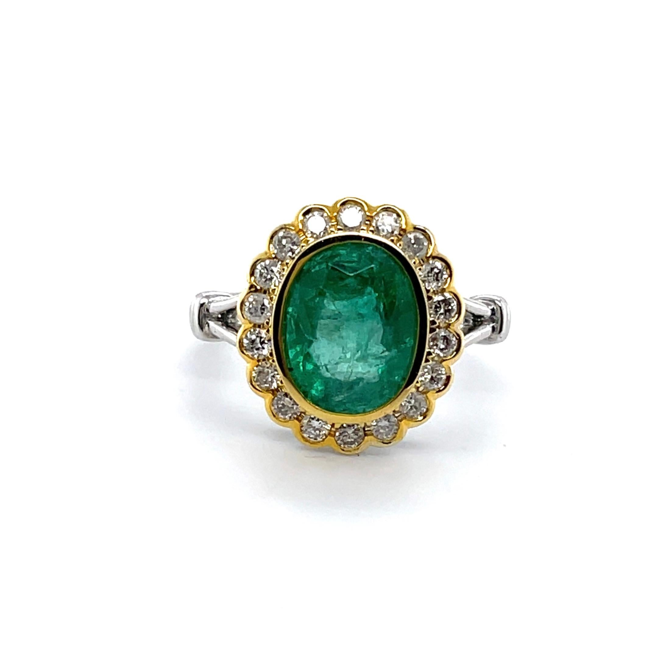 For Sale:  18ct Two Tone Yellow and White Gold 'Heather' Emerald Ring