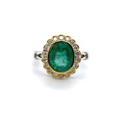 18ct Two Tone Yellow and White Gold 'Heather' Emerald Ring