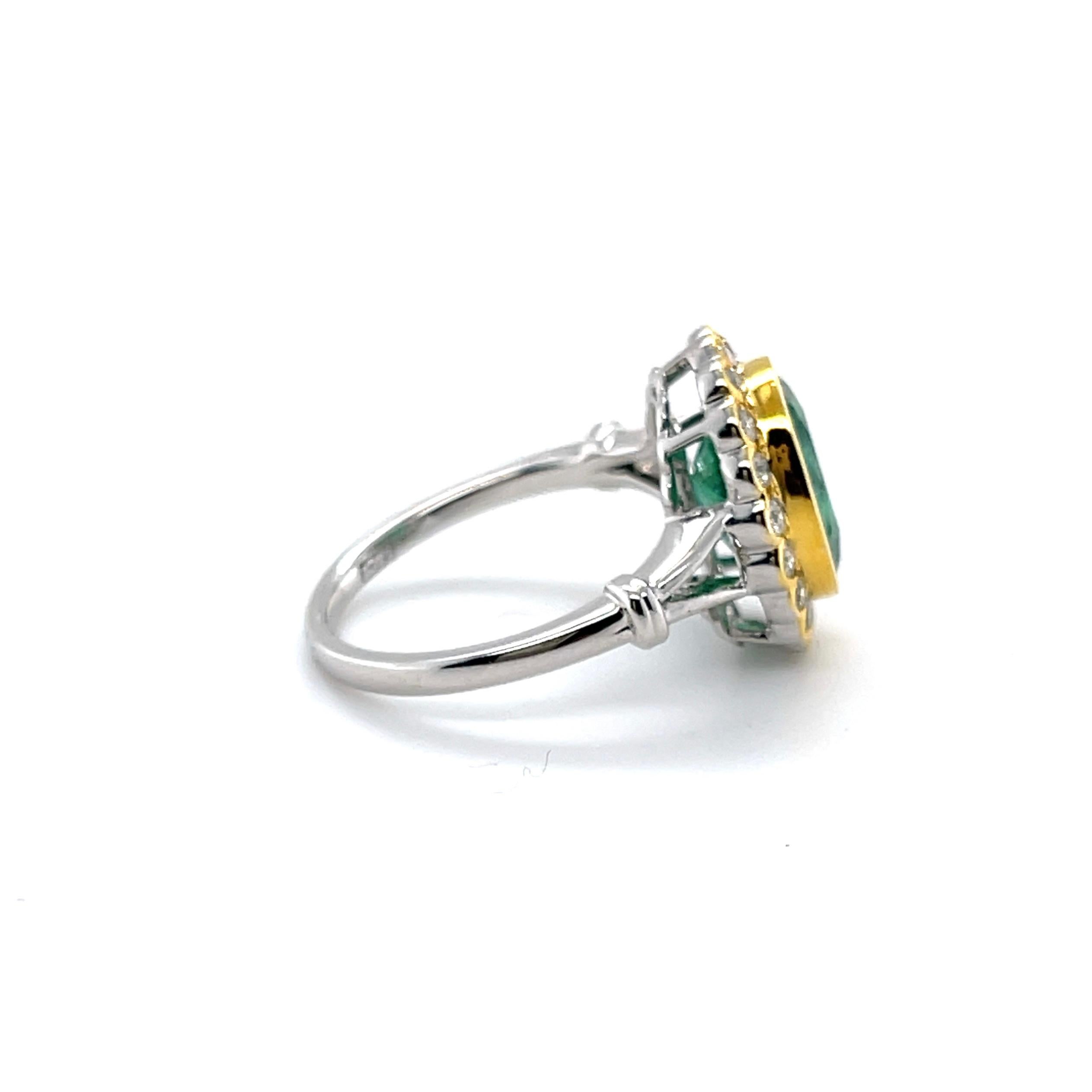 For Sale:  18ct Two Tone Yellow and White Gold 'Heather' Emerald Ring 3