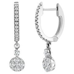 18ct White 0.50ct Diamond Earrings Daisy Drop Hoops (Boucles d'oreilles marguerite)