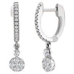 18ct White 0.50ct Diamond Earrings Daisy Drop Hoops (Boucles d'oreilles marguerite)