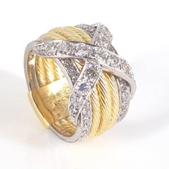 18 Carat White And Yellow Gold Diamond ‘X’ Ring
