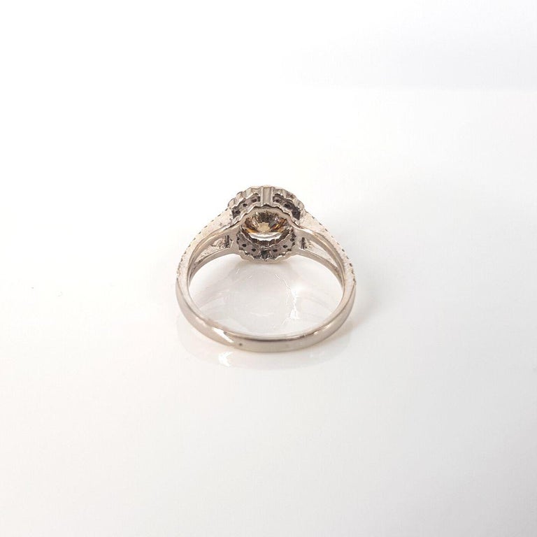 18ct White Gold 1.28ct Cognac Diamond Petal Design Dress Ring