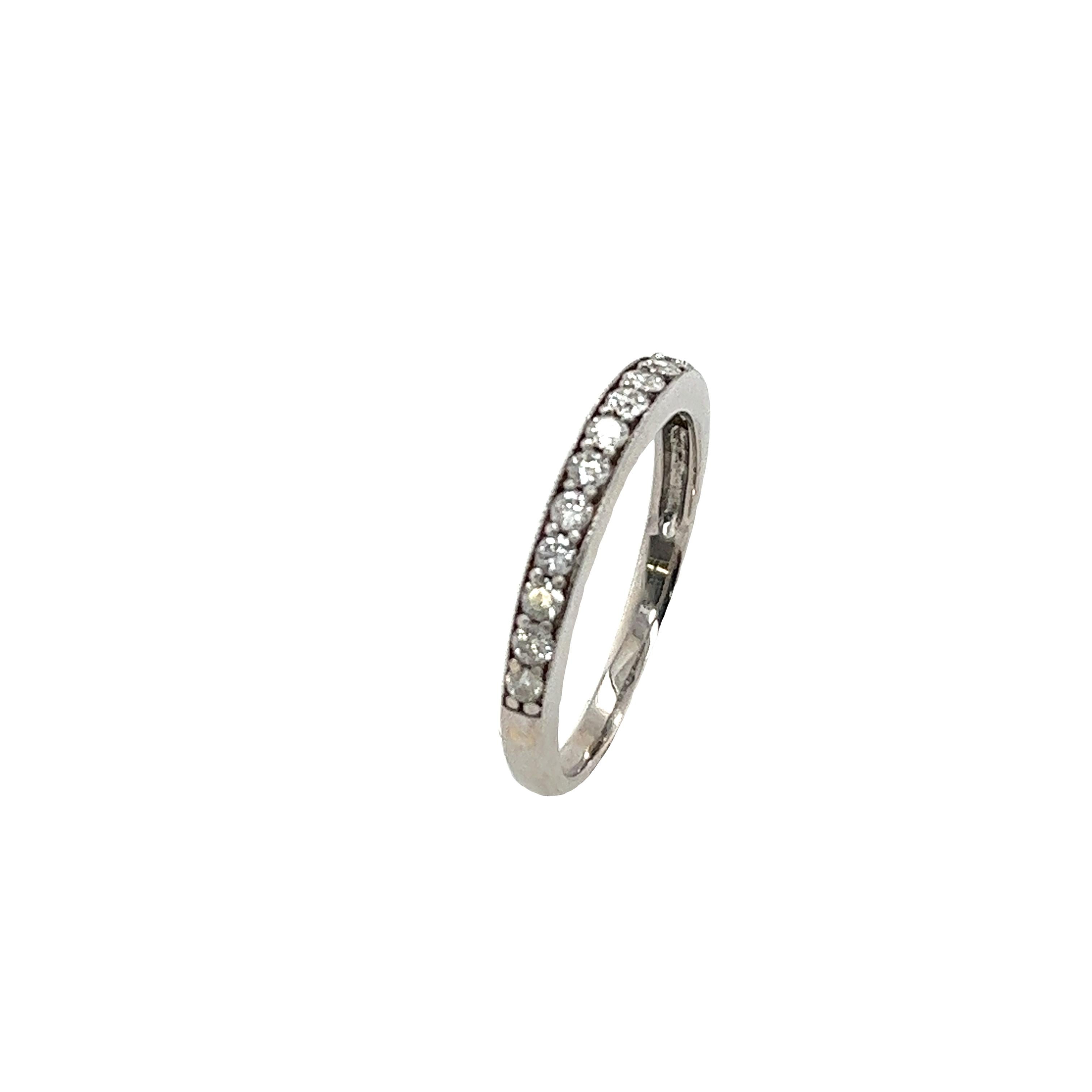 Round Cut 18ct White Diamond Half Eternity Ring With 0.36ct Diamonds