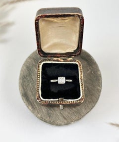18ct White Gold 0.15ct Square Set Single Stone Diamond Ring Hallmarked 1938