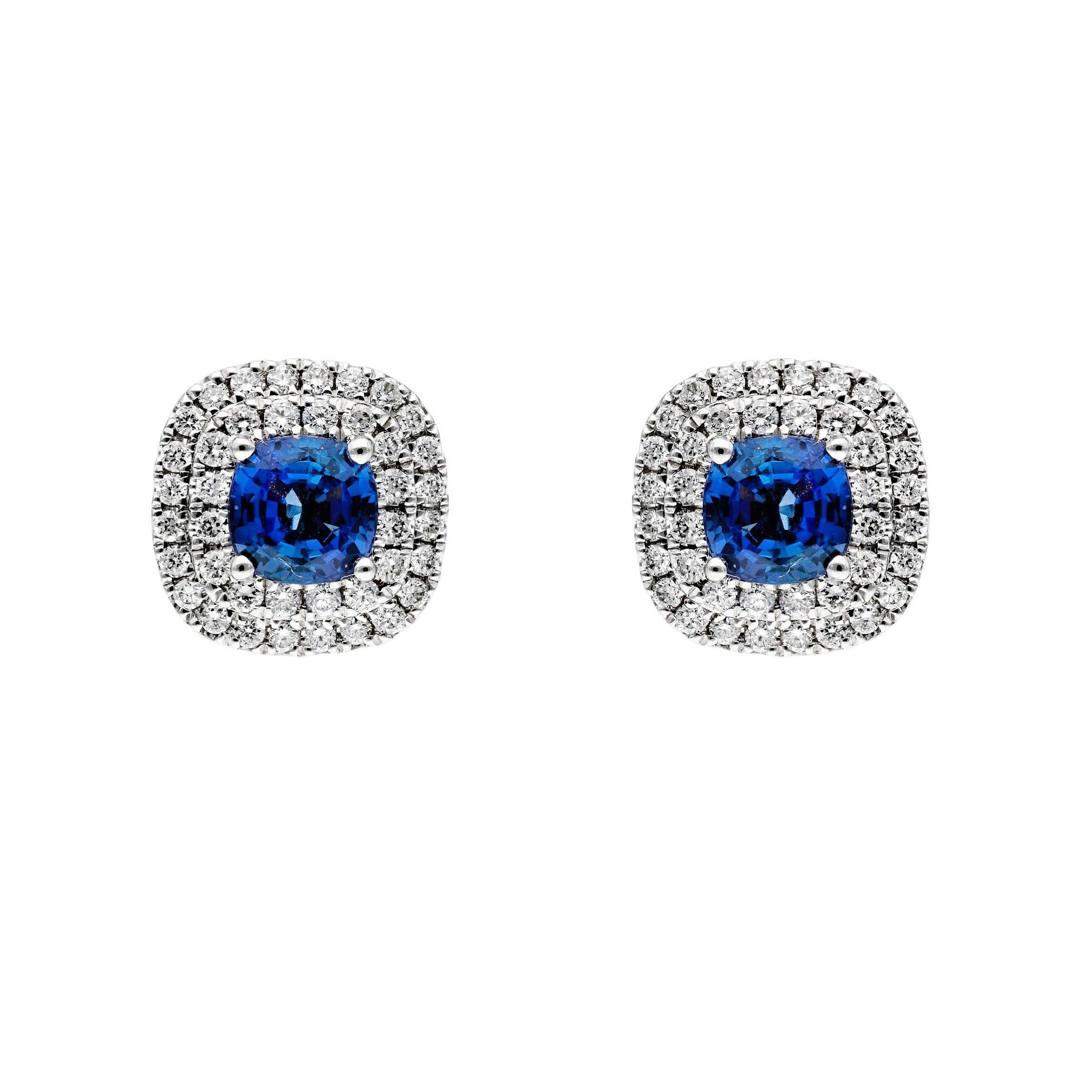 18ct White Gold 0.28ct Diamond & 0.86ct Sapphire Earrings

Introducing our luxurious 18ct White Gold Diamond & Sapphire Earrings, a symphony of elegance and sophistication. Each earring is graced with a stunning cushion-cut sapphire, celebrated for