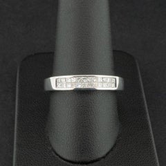 18ct White Gold 0.46ct Princess Cut Diamond Double Channel Ring Size S 6.5g