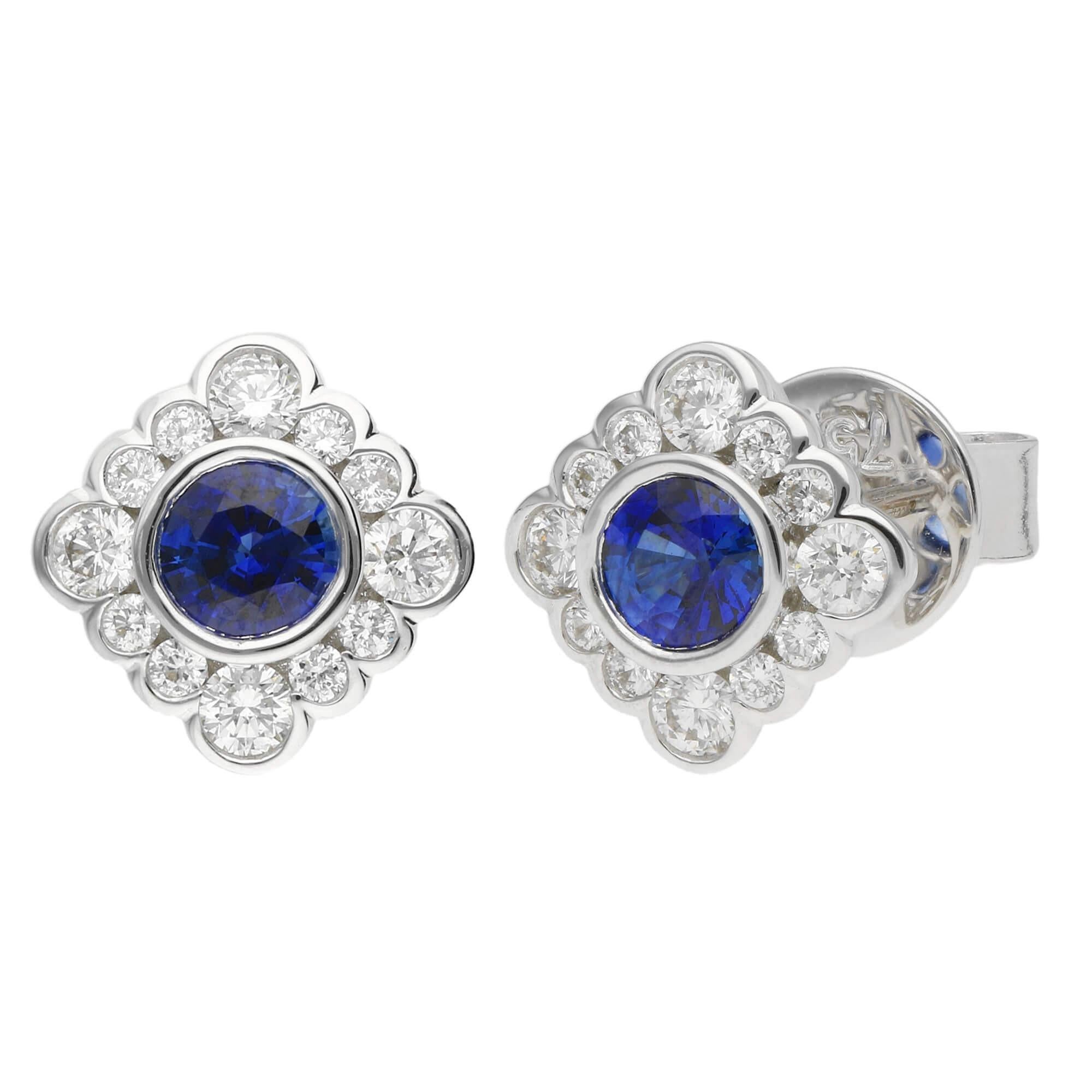Art Deco Inspired 18ct White Gold Sapphire and Diamond Cluster Stud Earrings

Expertly crafted with a nod to the elegant geometries of Art Deco design, these stunning 18ct white gold stud earrings exude sophistication and sparkle. Each earring is
