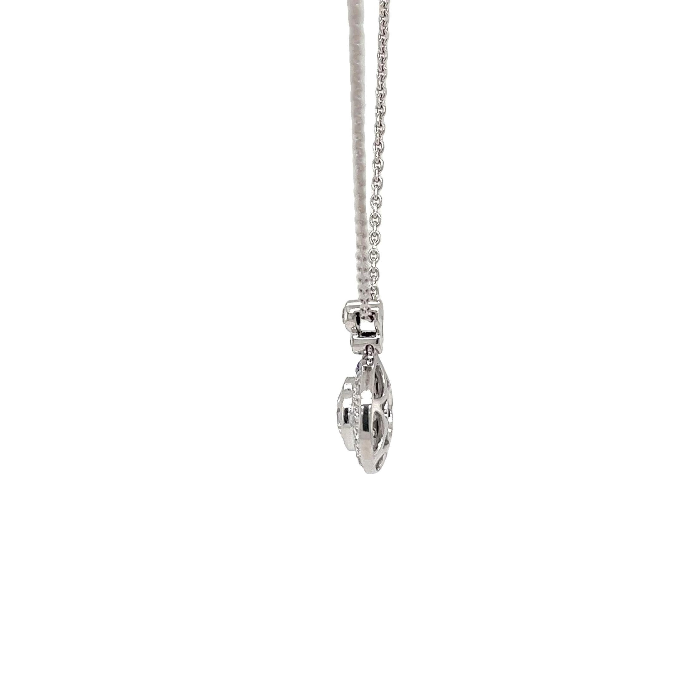 Taglio rotondo Ciondolo a forma di aureola in oro bianco 18ct con diamante da 0,80ct sospeso su una catena da 16