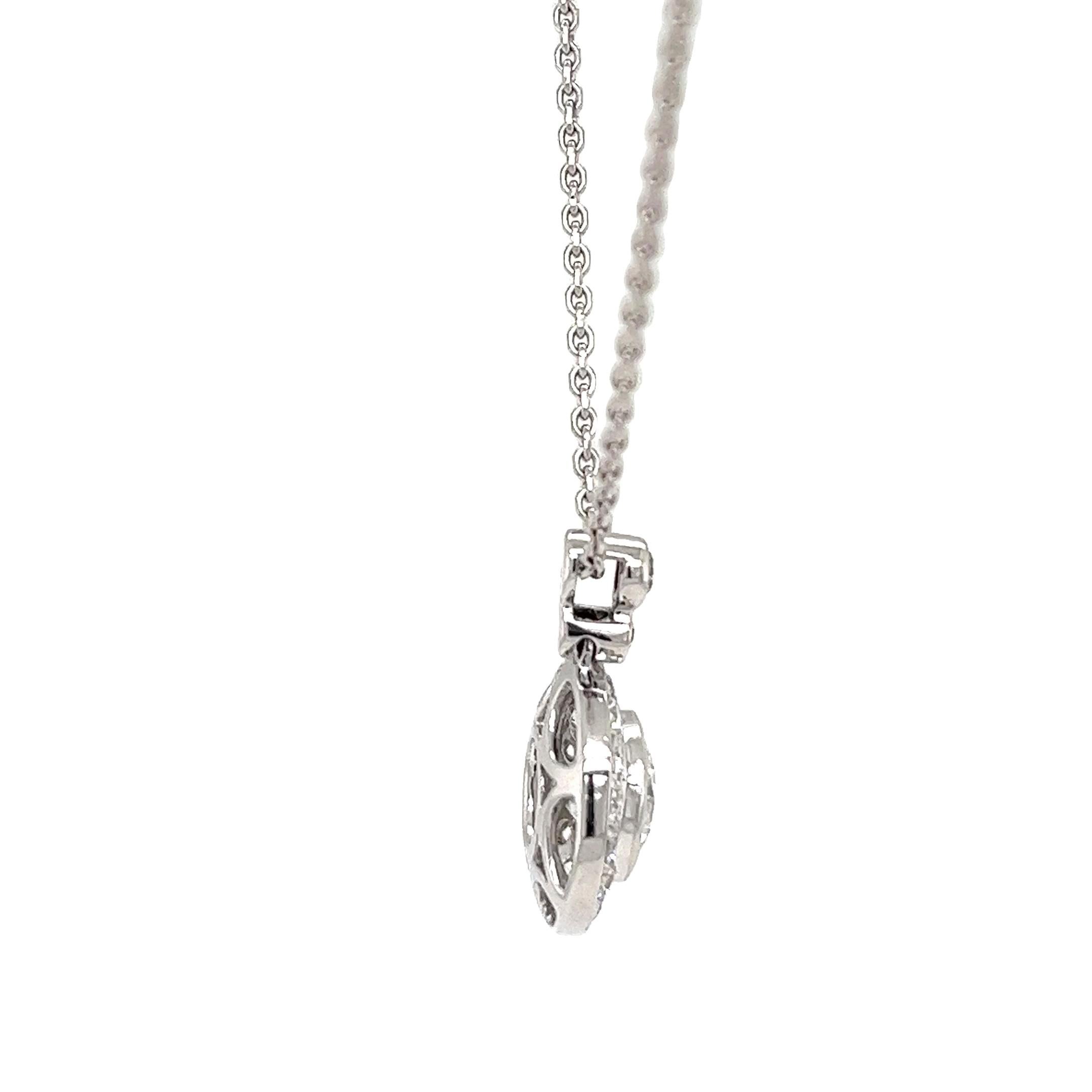 da uomo o donna Ciondolo a forma di aureola in oro bianco 18ct con diamante da 0,80ct sospeso su una catena da 16