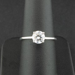 18ct White Gold 0.89ct Certified Lab Created Diamond Solitaire Ring Size N 1.8g