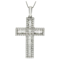 18ct White Gold 1.00ct Diamond Cross Pendant