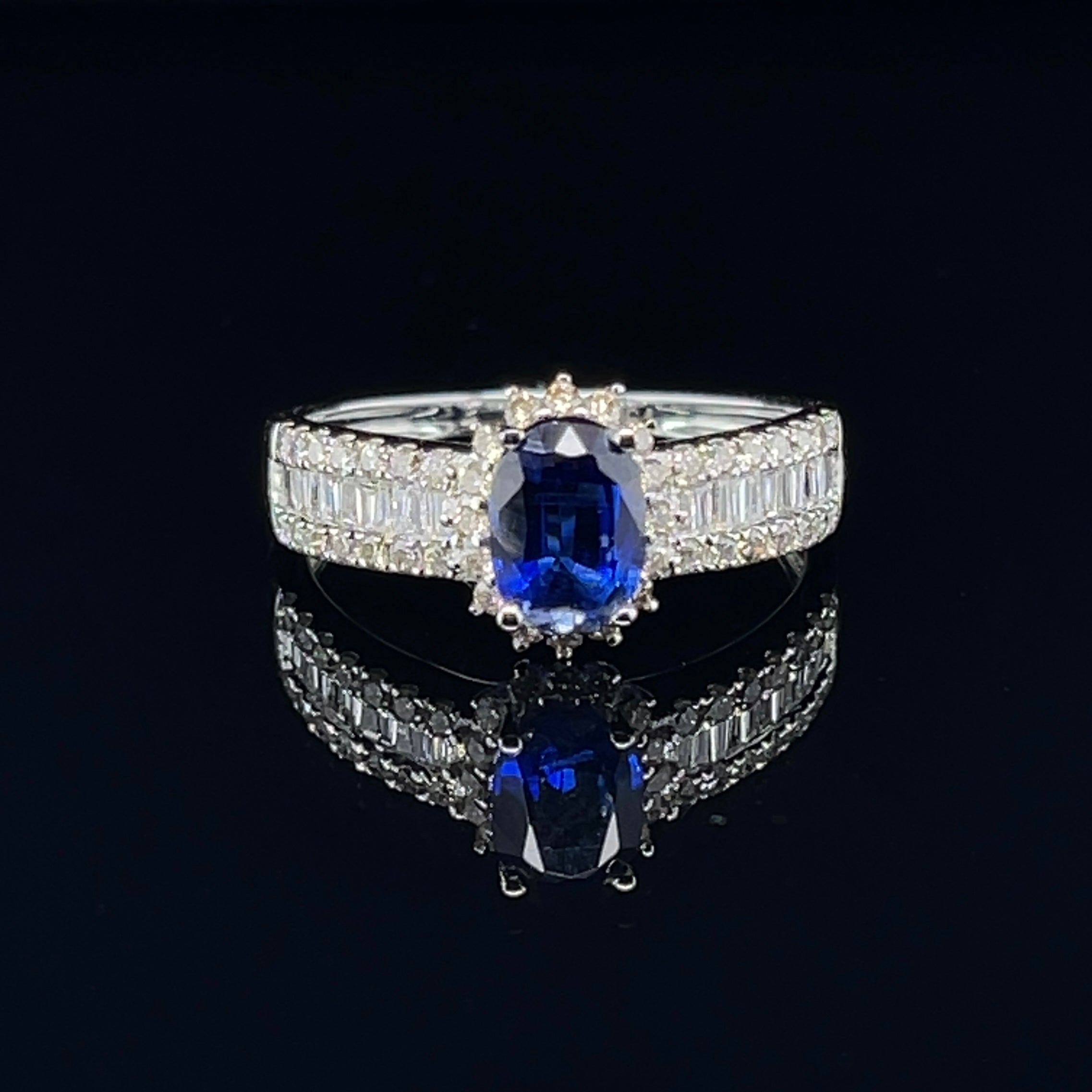 For Sale:  18ct White Gold 1.00ct Kyanite and Diamond Ring