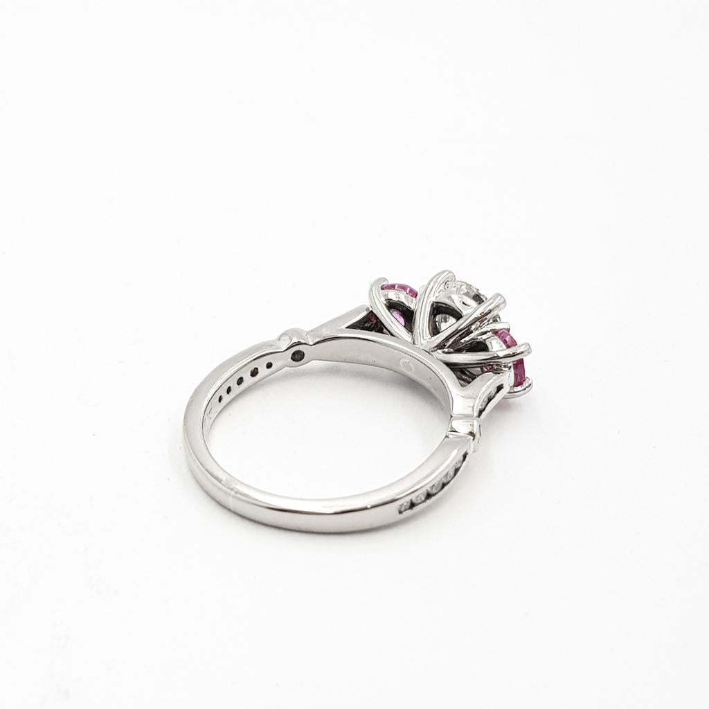 18ct White Gold 1.0ct Diamond & Pink Sapphire Ring GIA Certified For Sale 1