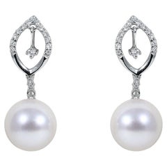 Orecchino di perle FW in ORO BIANCO 18ct 10MM 34D=0,285CT