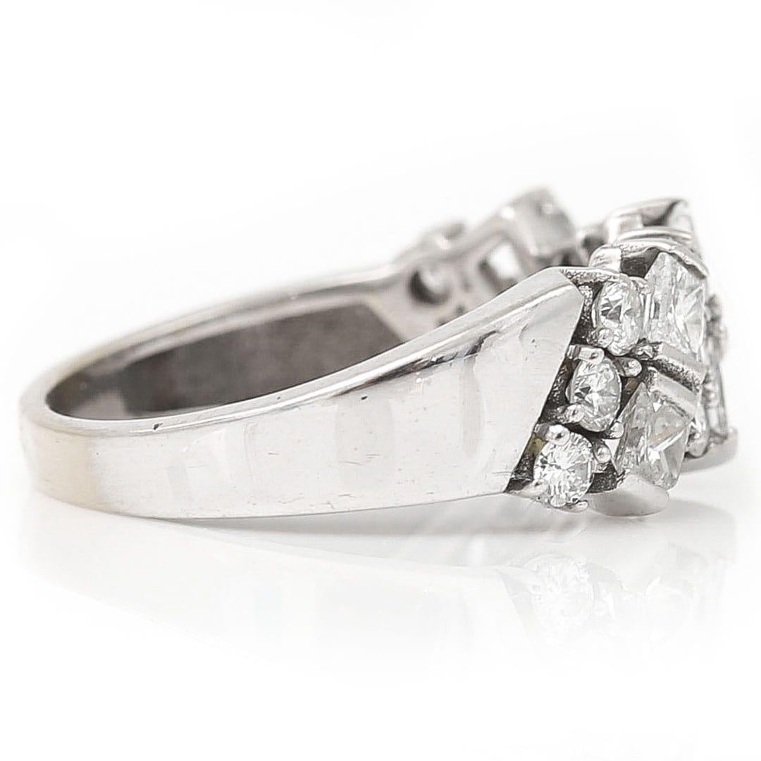 Contemporary 18ct White Gold 1.25 Carat Princess and Brilliant Cut Half Eternity Band Ring For Sale