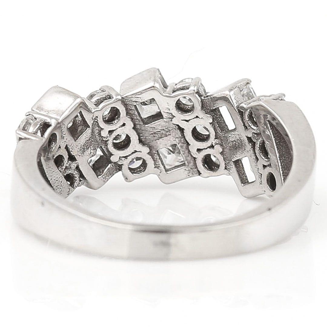 Princess Cut 18ct White Gold 1.25 Carat Princess and Brilliant Cut Half Eternity Band Ring For Sale