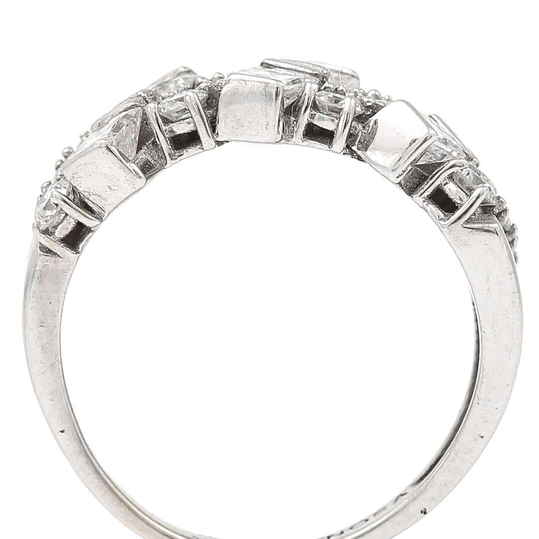 Women's 18ct White Gold 1.25 Carat Princess and Brilliant Cut Half Eternity Band Ring For Sale