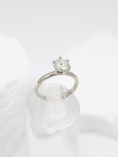 Anello da donna con solitario di diamanti naturali da 1,31 carati in oro bianco 18 ct.